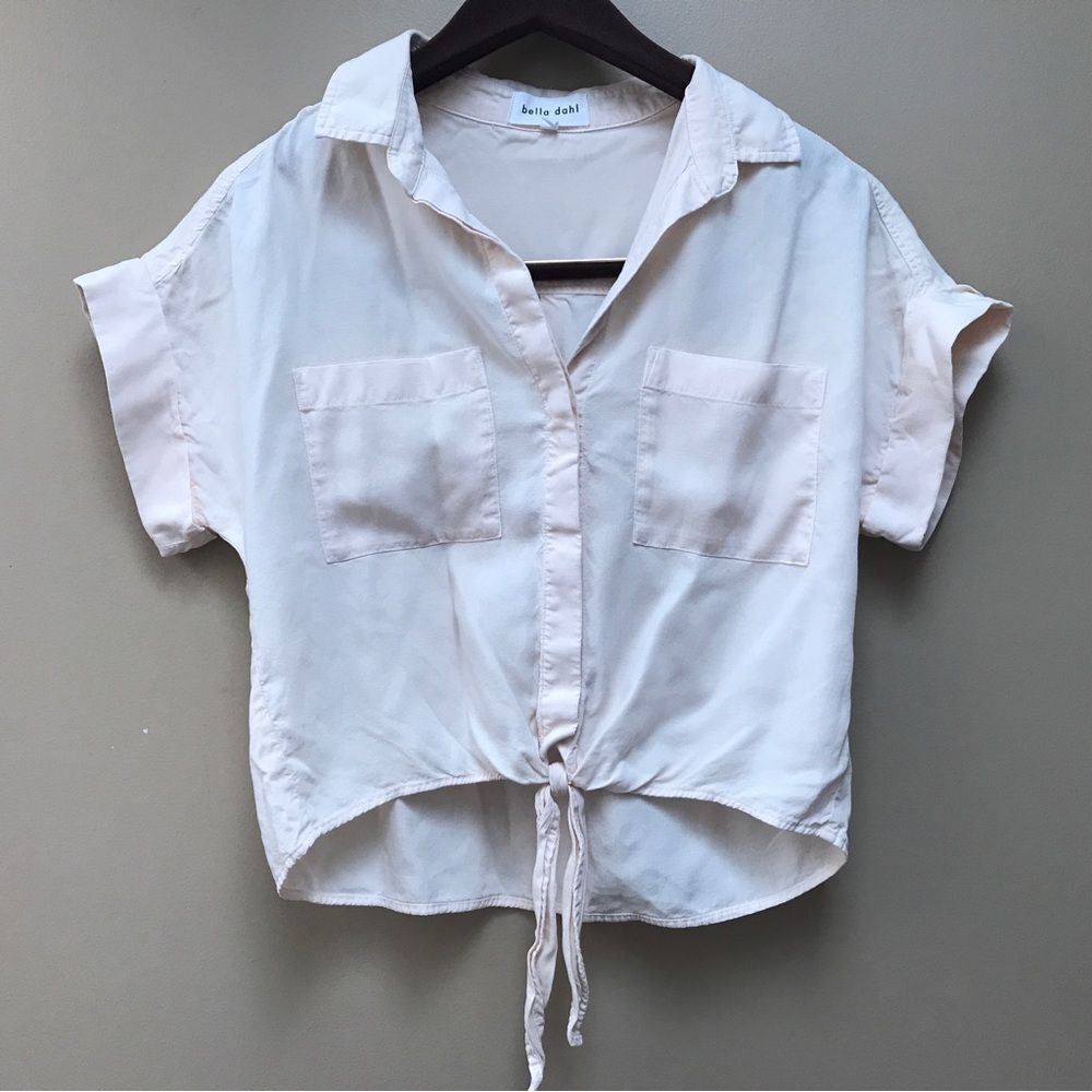 Bella Dahl  Women's Cap Sleeve Tie-Up Front Shirt Button-Up Women's Top (XS) - Picture 3 of 11